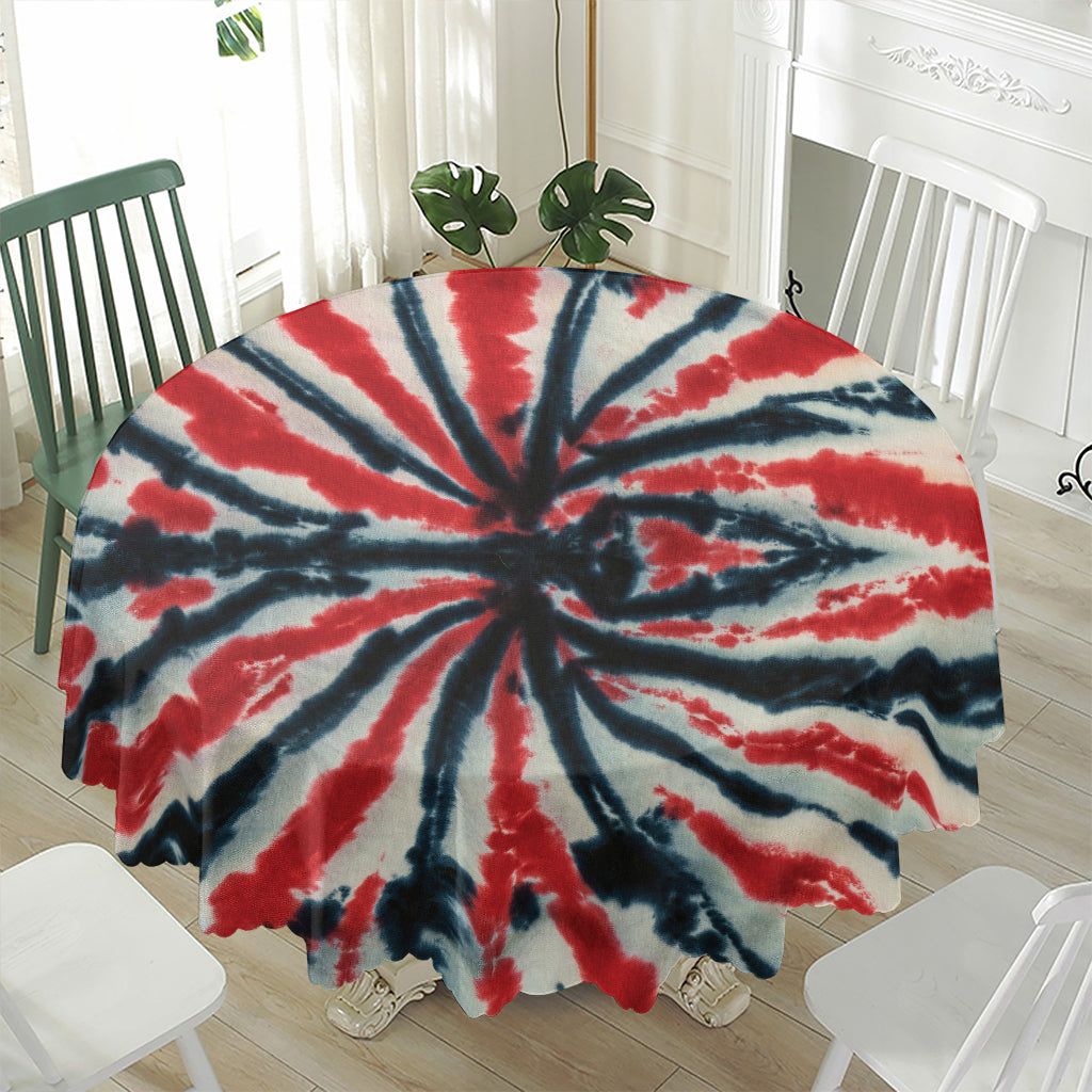 Black And Red Spider Tie Dye Print Waterproof Round Tablecloth
