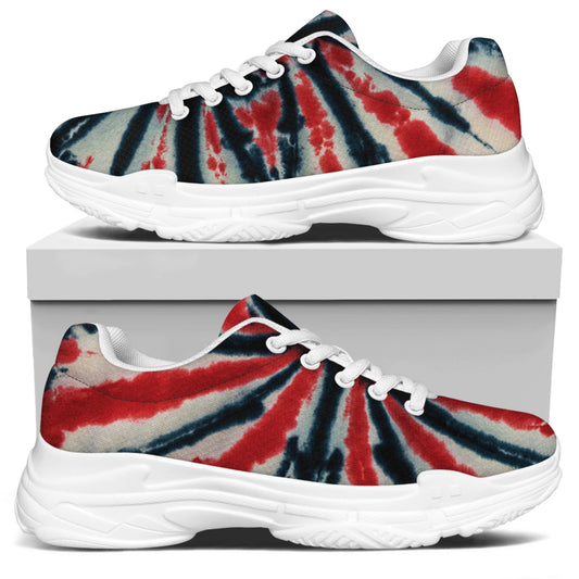 Black And Red Spider Tie Dye Print White Chunky Shoes