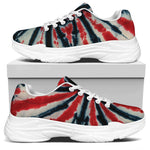 Black And Red Spider Tie Dye Print White Chunky Shoes