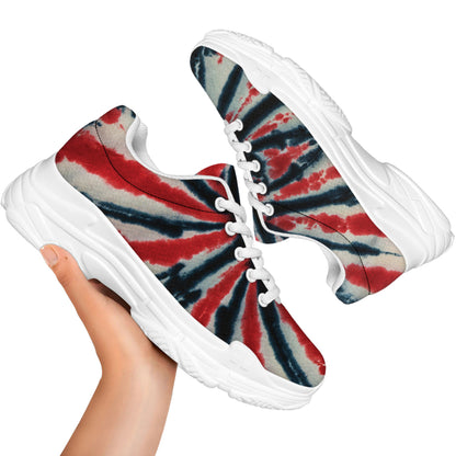 Black And Red Spider Tie Dye Print White Chunky Shoes