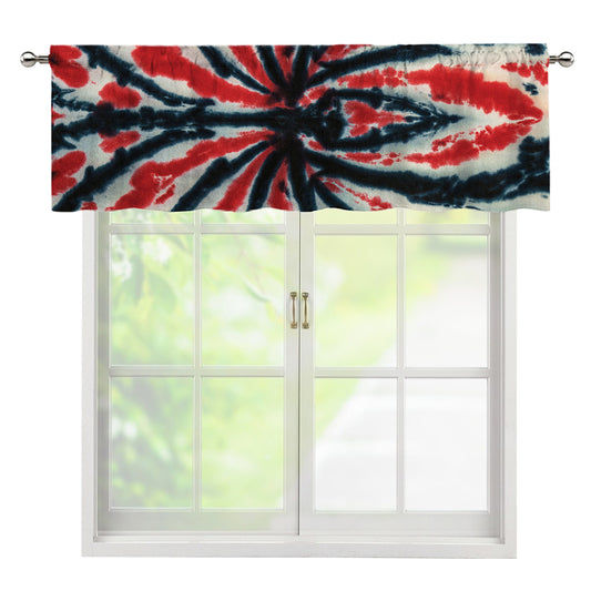 Black And Red Spider Tie Dye Print Window Valance