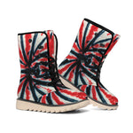 Black And Red Spider Tie Dye Print Winter Boots