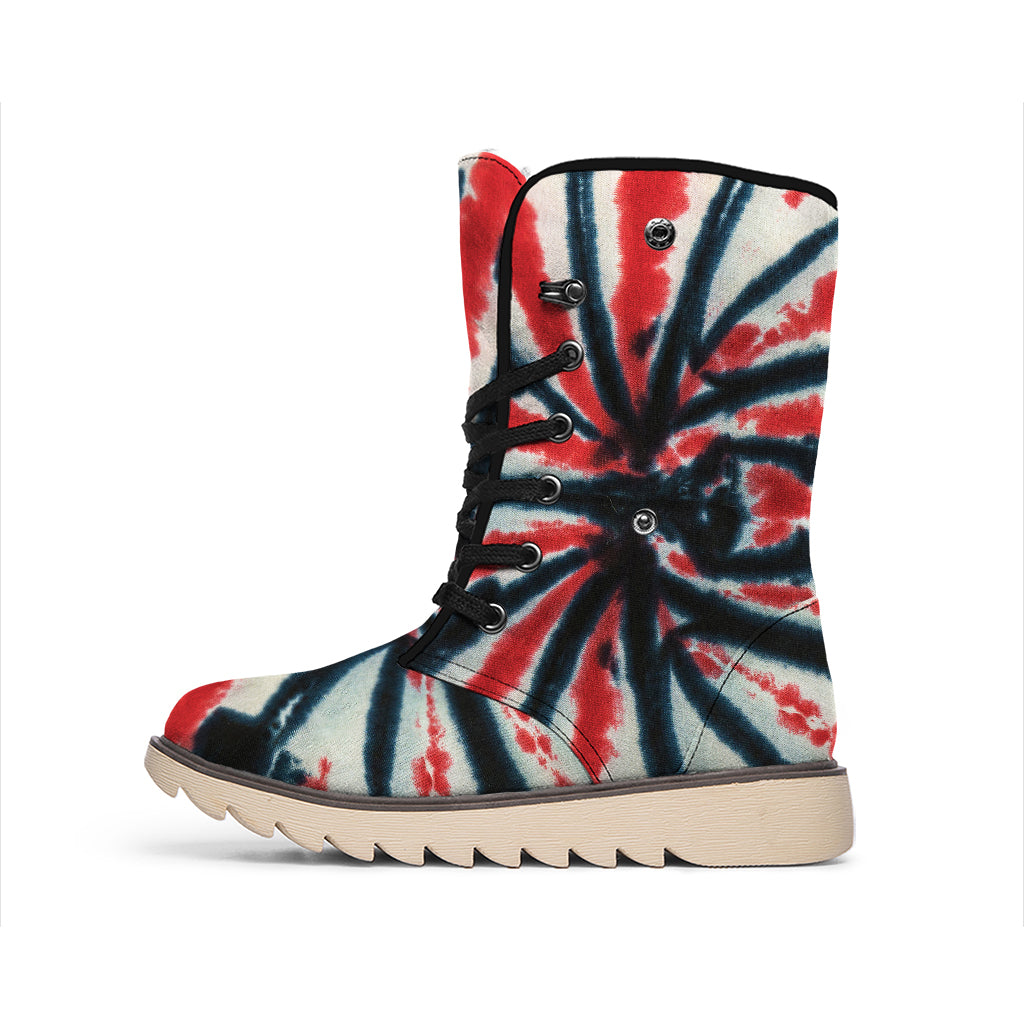 Black And Red Spider Tie Dye Print Winter Boots