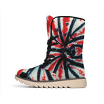 Black And Red Spider Tie Dye Print Winter Boots