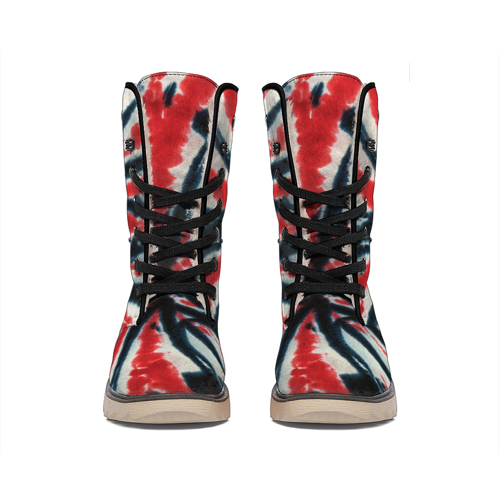 Black And Red Spider Tie Dye Print Winter Boots