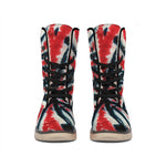 Black And Red Spider Tie Dye Print Winter Boots