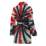 Black And Red Spider Tie Dye Print Women's Bathrobe