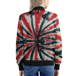 Black And Red Spider Tie Dye Print Women's Bomber Jacket