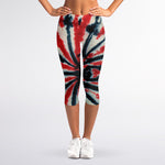 Black And Red Spider Tie Dye Print Women's Capri Leggings