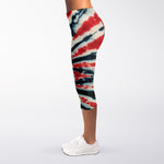 Black And Red Spider Tie Dye Print Women's Capri Leggings