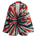Black And Red Spider Tie Dye Print Women's Cotton Blazer