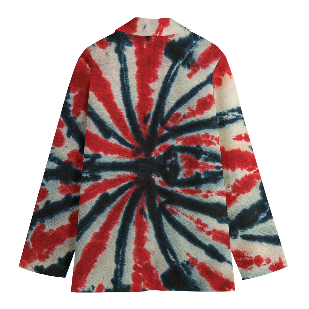 Black And Red Spider Tie Dye Print Women's Cotton Blazer