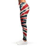 Black And Red Spider Tie Dye Print Women's Leggings