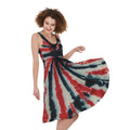 Black And Red Spider Tie Dye Print Sleeveless Knee Length Dress