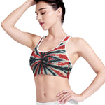 Black And Red Spider Tie Dye Print Women's Sports Bra