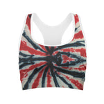 Black And Red Spider Tie Dye Print Women's Sports Bra