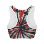 Black And Red Spider Tie Dye Print Women's Sports Bra