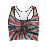 Black And Red Spider Tie Dye Print Women's Sports Bra