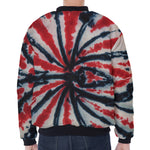 Black And Red Spider Tie Dye Print Zip Sleeve Bomber Jacket