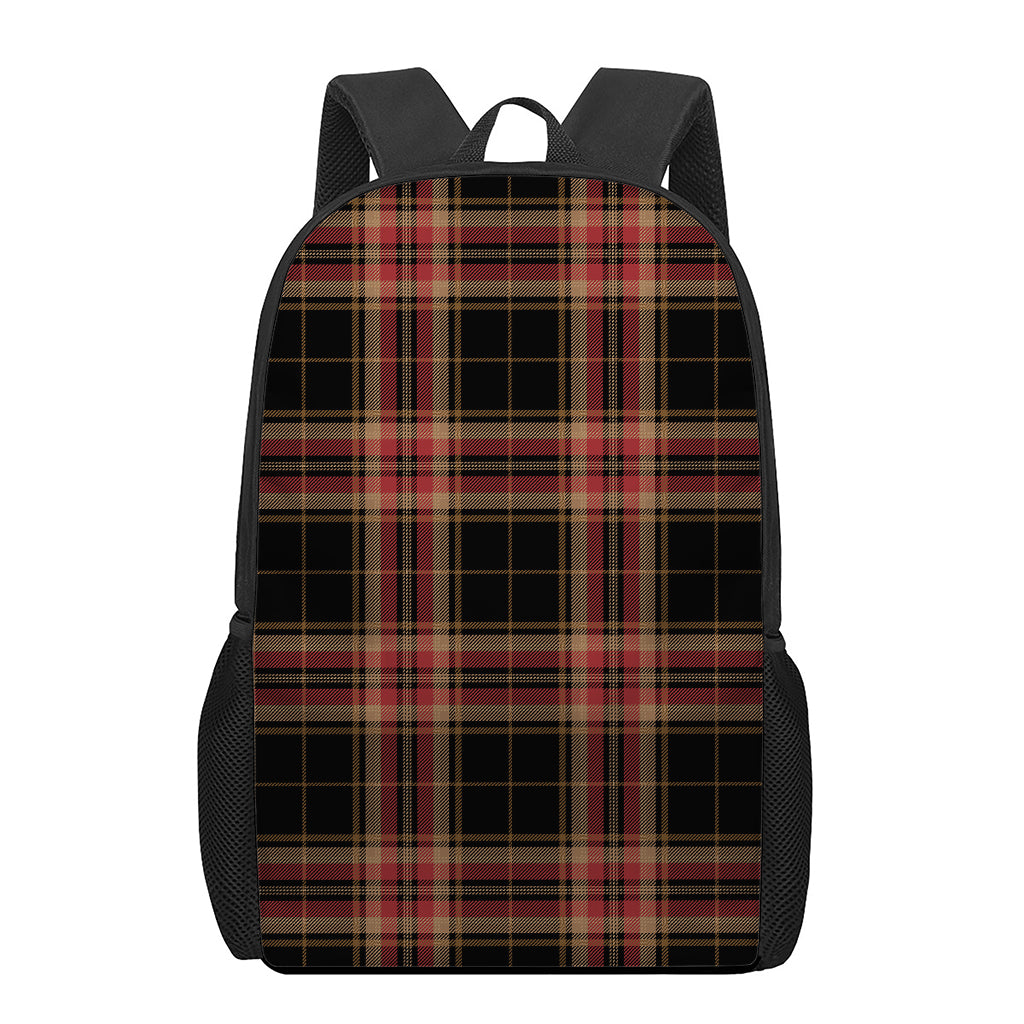 Black And Red Stewart Tartan Print 17 Inch Backpack