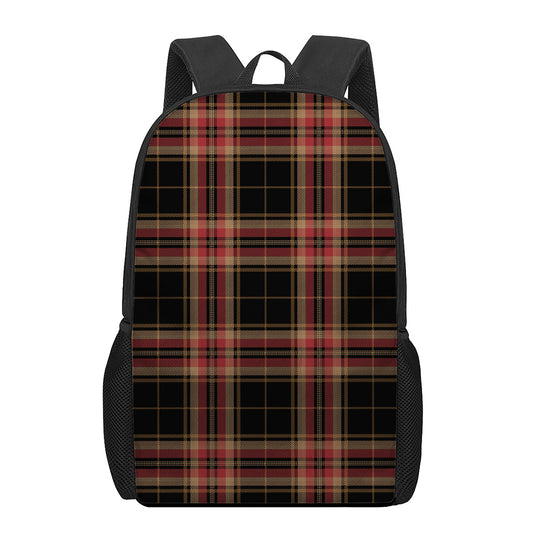 Black And Red Stewart Tartan Print 17 Inch Backpack