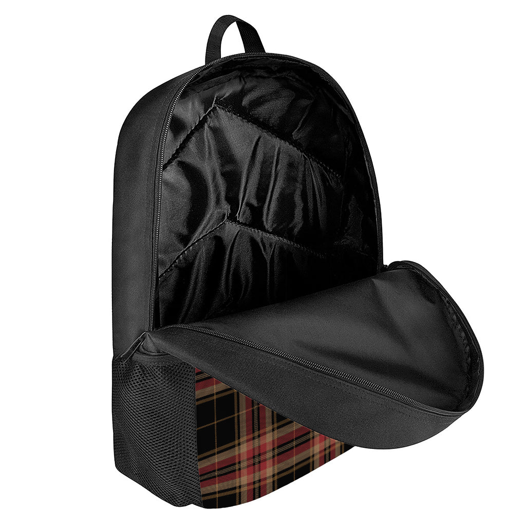 Black And Red Stewart Tartan Print 17 Inch Backpack