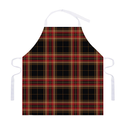 Black And Red Stewart Tartan Print Adjustable Apron