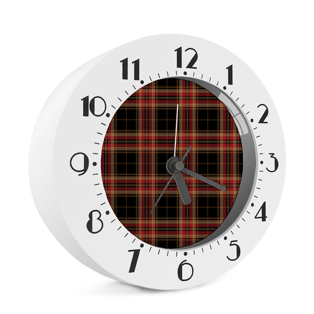 Black And Red Stewart Tartan Print Alarm Clock