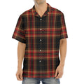 Black And Red Stewart Tartan Print Aloha Shirt