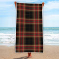 Black And Red Stewart Tartan Print Beach Towel