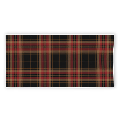 Black And Red Stewart Tartan Print Beach Towel