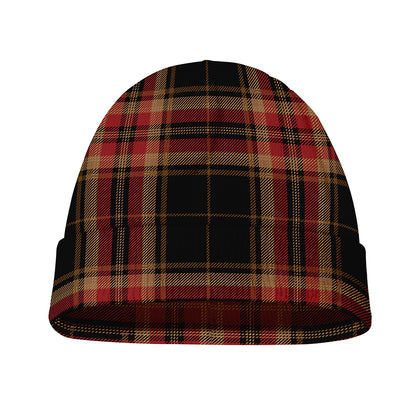 Black And Red Stewart Tartan Print Beanie
