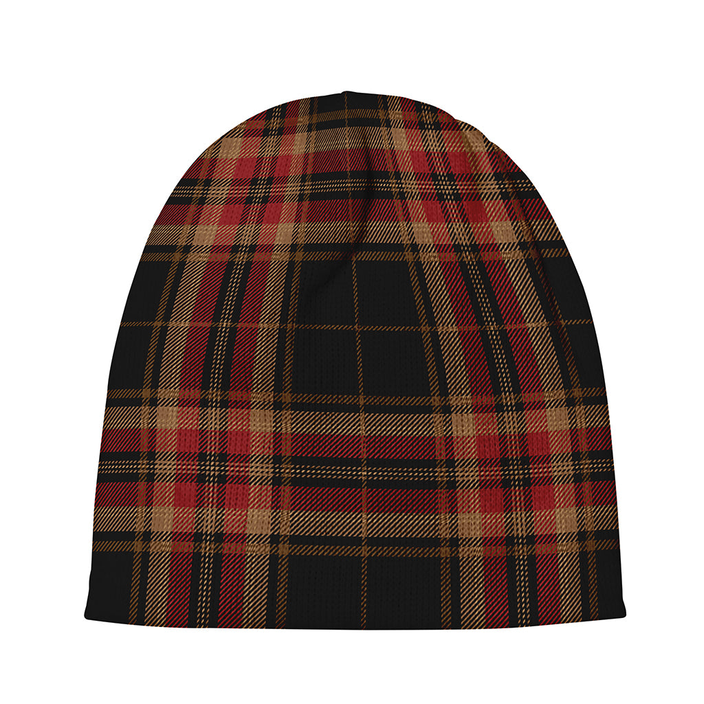 Black And Red Stewart Tartan Print Beanie