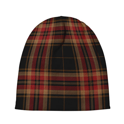 Black And Red Stewart Tartan Print Beanie