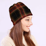 Black And Red Stewart Tartan Print Beanie
