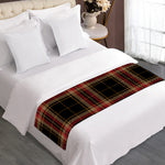 Black And Red Stewart Tartan Print Bed Runner