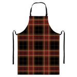 Black And Red Stewart Tartan Print Bib Apron With Pocket
