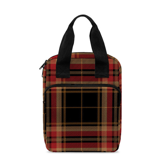 Black And Red Stewart Tartan Print Bible Tote Bag