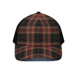 Black And Red Stewart Tartan Print Black Mesh Trucker Cap