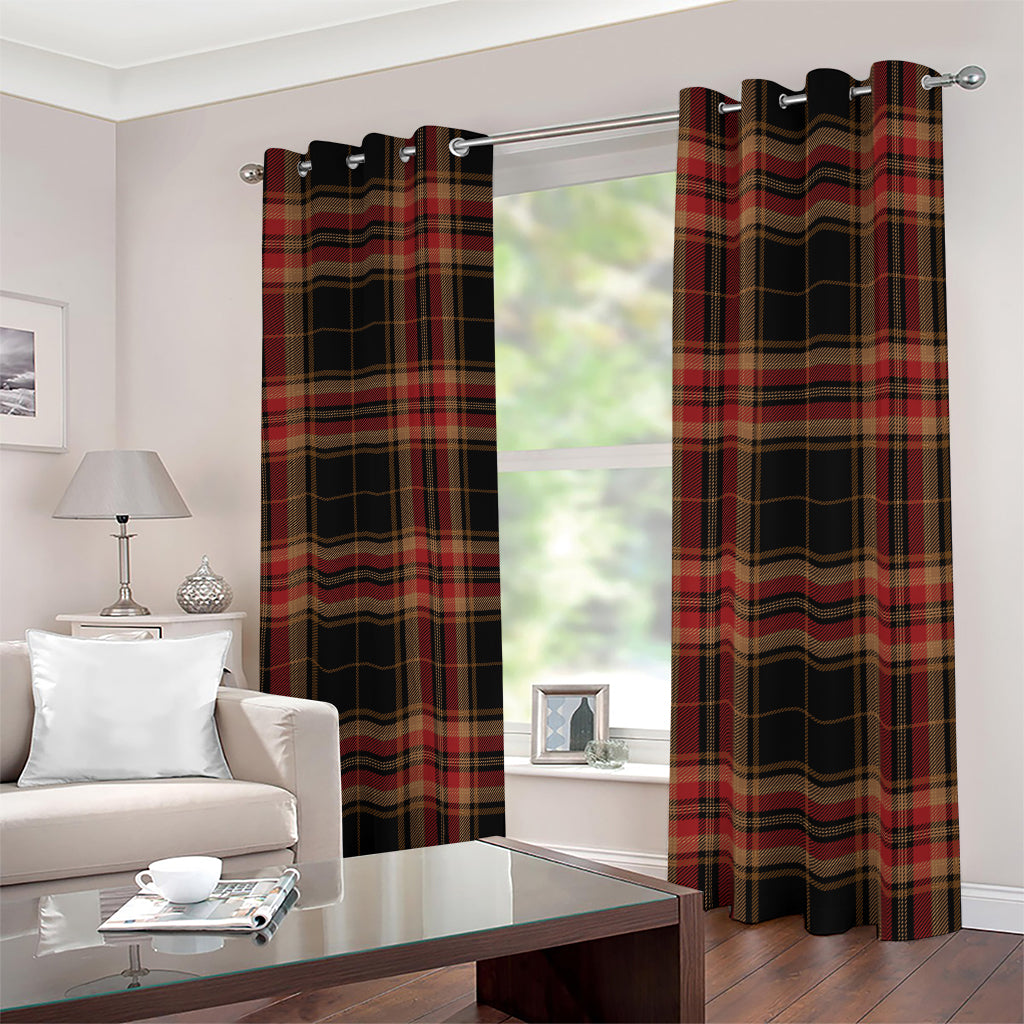 Black And Red Stewart Tartan Print Blackout Grommet Curtains