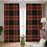 Black And Red Stewart Tartan Print Blackout Pencil Pleat Curtains