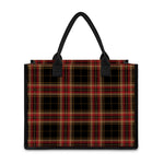 Black And Red Stewart Tartan Print Canvas Tote Bag