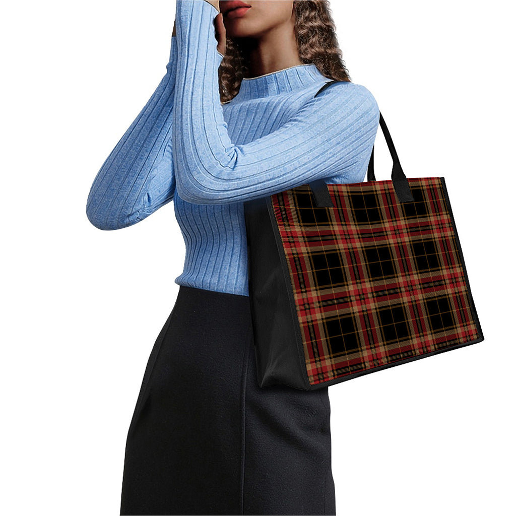 Black And Red Stewart Tartan Print Canvas Tote Bag