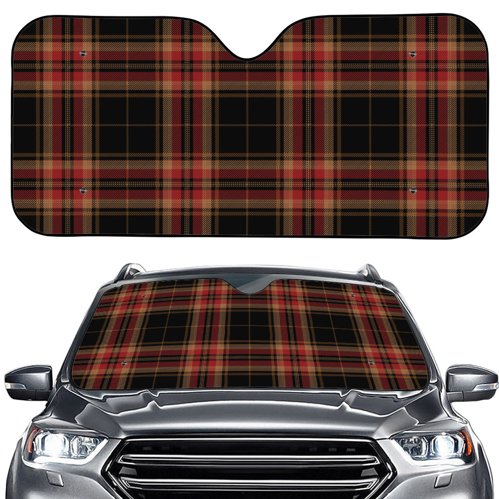 Black And Red Stewart Tartan Print Car Windshield Sun Shade