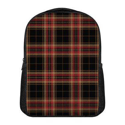 Black And Red Stewart Tartan Print Casual Backpack