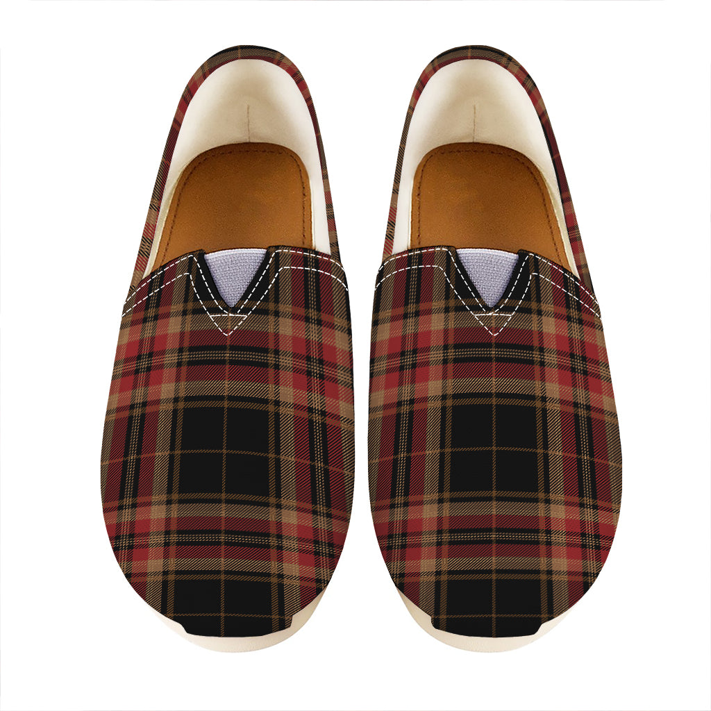 Black And Red Stewart Tartan Print Casual Shoes