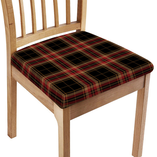 Black And Red Stewart Tartan Print Chair Cushion Cover