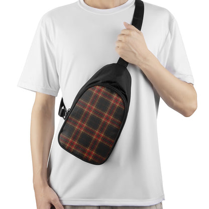 Black And Red Stewart Tartan Print Chest Bag