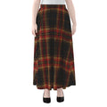 Black And Red Stewart Tartan Print Chiffon Maxi Skirt