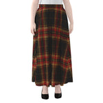 Black And Red Stewart Tartan Print Chiffon Maxi Skirt